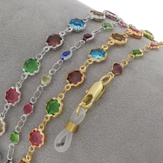 Fine Crystal Chain with Precious Metal Plating Set no.km34