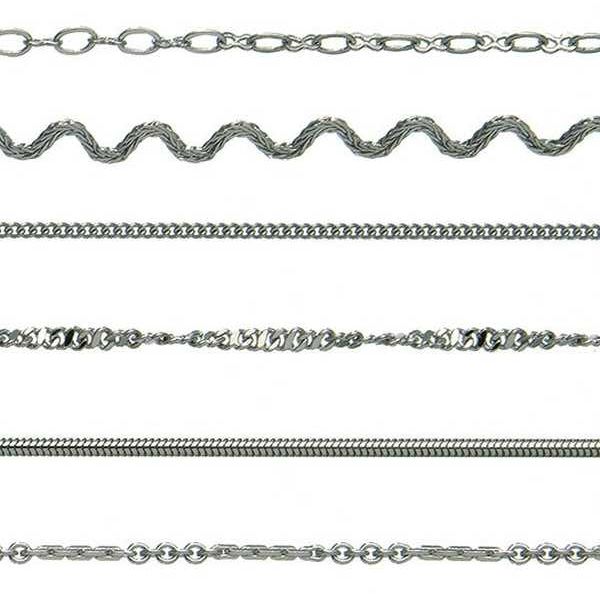 Thin Metal Chain Palladium Set no.km6w