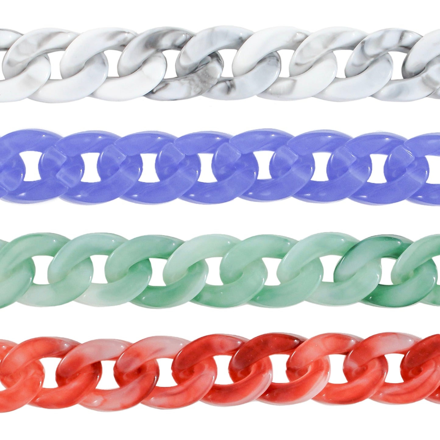 Chunky Link Marble Effect Plastic Chain 4pc Set no.kc18