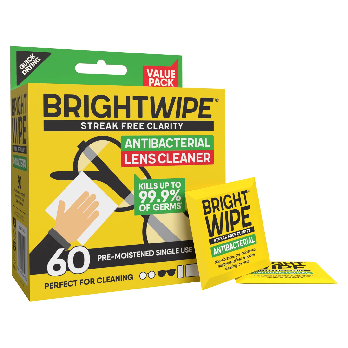 BrightWipes Antibacterial lens wipes 60pcs