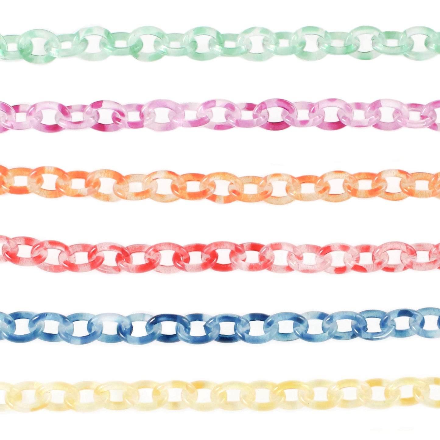 Large Link Colourful Plastic Chain 6pc Set no.kc10