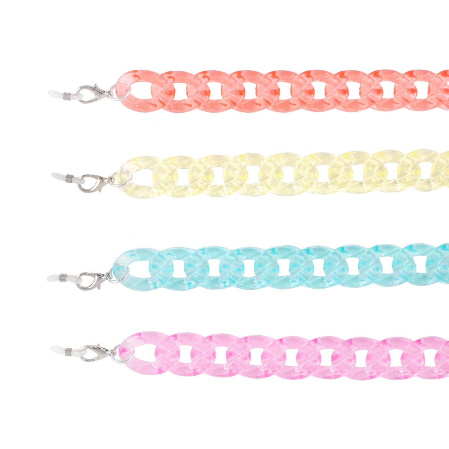 Chunky Link Jelly Colours Plastic Chain 4pc Set no.kc17