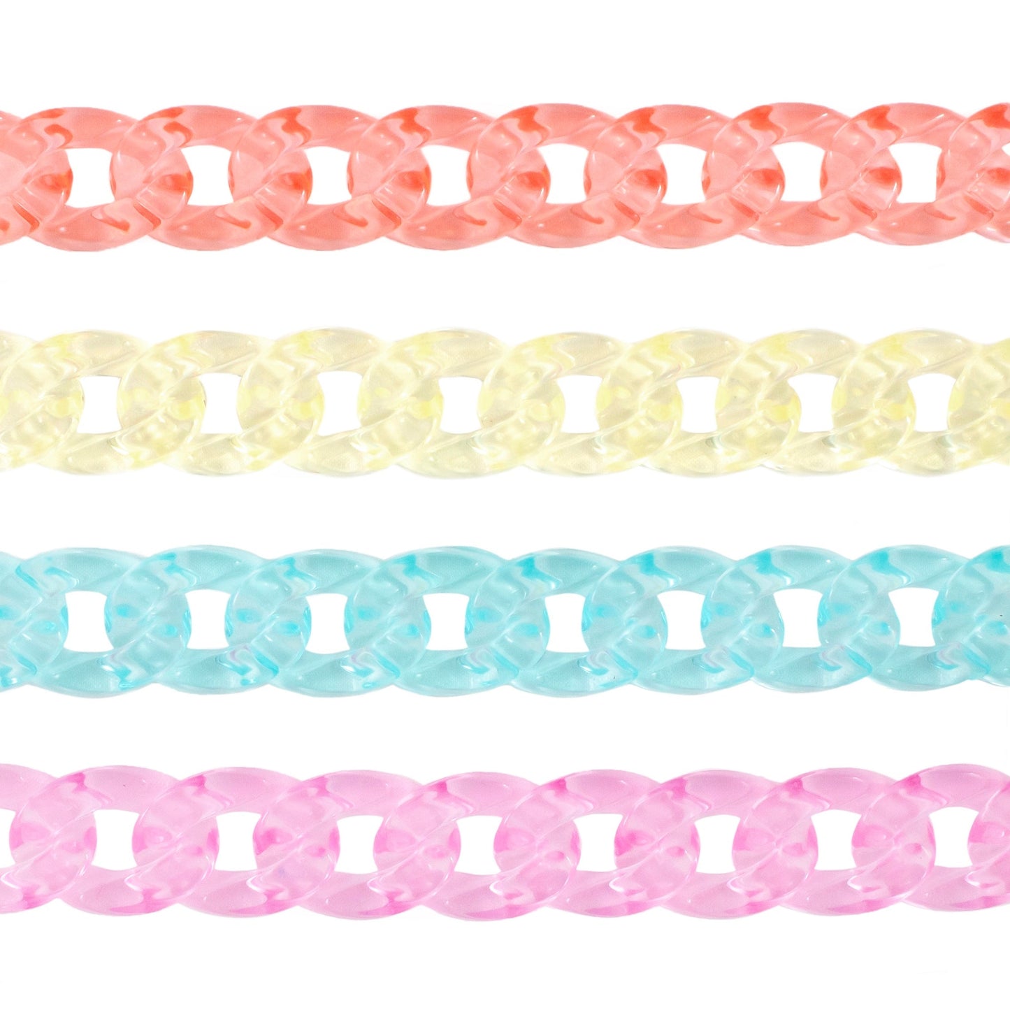 Chunky Link Jelly Colours Plastic Chain 4pc Set no.kc17