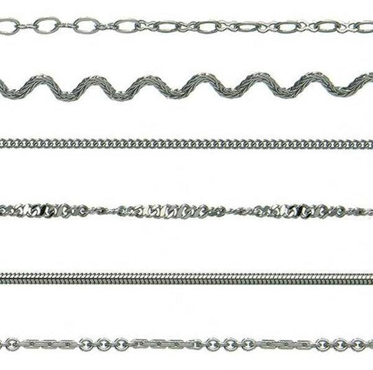 Thin Metal Chain Palladium Set no.km6w